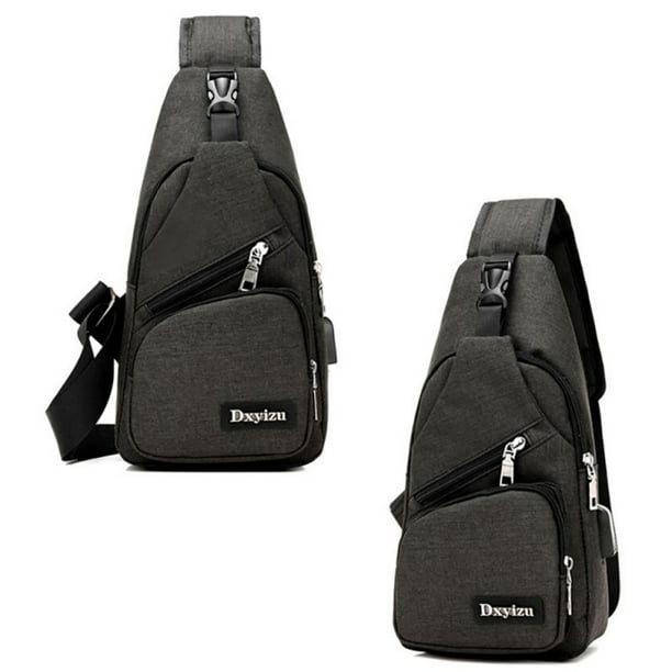 Travel Chest Bag S Sling Belt Multifunction Black Laptop Charging USB Backpack